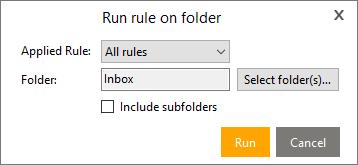 Apply rule When you select Apply rule in the Rules explorer window, you will be prompted to specify the rule and the folder on