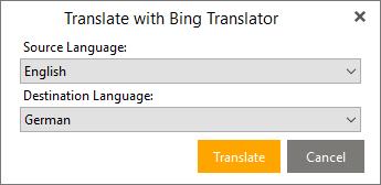 If you click on Translate with Bing Translator, following window will appear: First you need to specify the source language (by default, the auto-detect function is turned on).