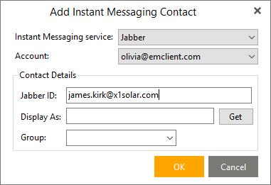 Add IM: You can add several types of IM to the contact: jabber, ICQ, skype etc.