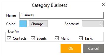 Customize Categories This product comes with a set of pre-defined, most commonly used categories, such as Business, Personal, School etc.