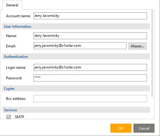 Edit existing accounts Editing an existing Account General In the Account name field, enter a label for the account.