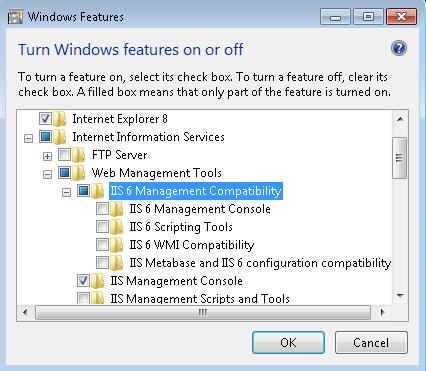 Expand IIS6 Management compatibility and select all the features.