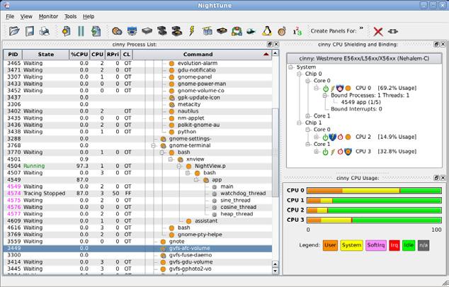 NightTune System and Application Tuner NightTune provides a GUI for monitoring and tuning application and system performance.
