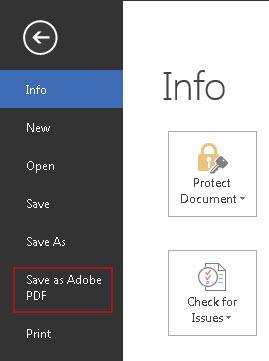 Use Create PDF A second good option is to use the Acrobat toolbar ribbon. Switch to the Acrobat Ribbon and select Create PDF.
