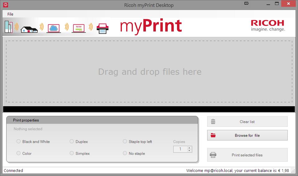 Printing via myprint Desktop myprint Desktop is a Windows program that lets you print documents, without the need of logging in on myprint.