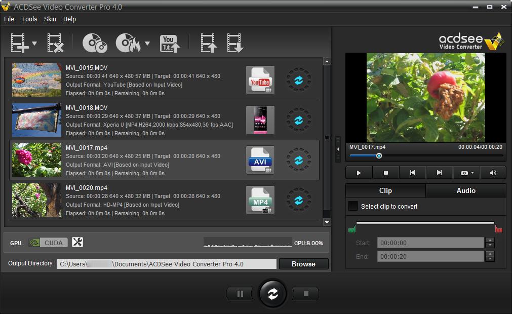 ACDSee Video Converter User Guide Previewing Videos This feature allows you to preview the selected video. To Preview Your Videos: 1.