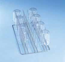 69510901 E 144 Half Insert For 18 beakers (up to 250 ml) 3 rows of 120 mm tall paired holders Dimensions: Height 131 mm Width 200 mm Article No.