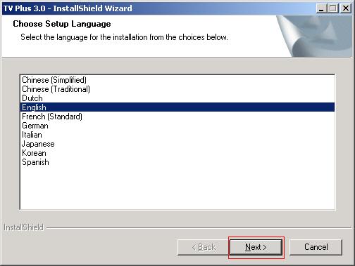 2 Select the language for the installation from the choices under lists.