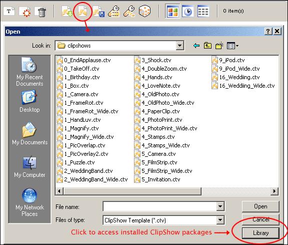 Advanced Authoring 25 To access the ClipShow templates package you've installed, simply click on Library.
