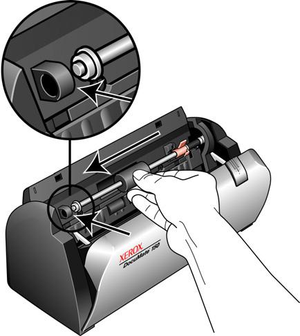 If the gears on the end of the roller do not engage easily, slightly rotate the roller while gently