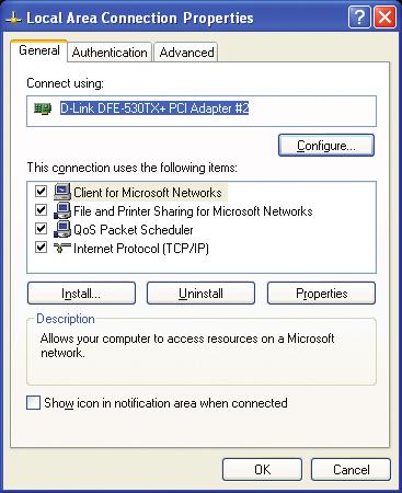 APPENDIX (continued) To connect to the network, make sure the network adapter in your computer is