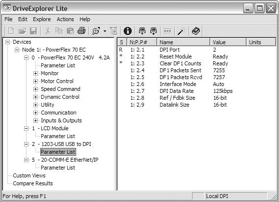 Configuring the Converter 3-5 Figure 3.1 DriveExplorer Parameter List Window 5.