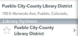 A list of Pueblo City-County Libraries will be displayed.