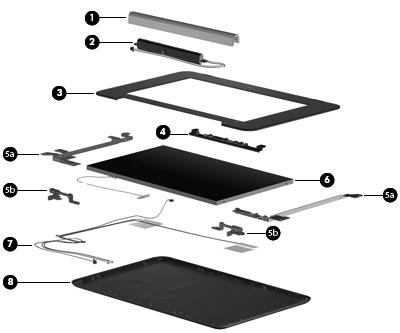 Display assembly components NOTE: 10.1-inch display assembly components are not sold separately.