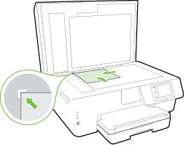 2. Load your original print-side down as shown in the following illustration. TIP: For more help on loading an original, refer to the engraved guides along the edge of the scanner glass. 3.