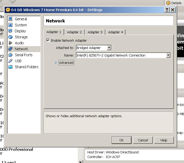 VIEW OF THE VIRTUAL NETWORK FROM INSIDE A VIRTUAL MACHINE From the "Settings" screens in the