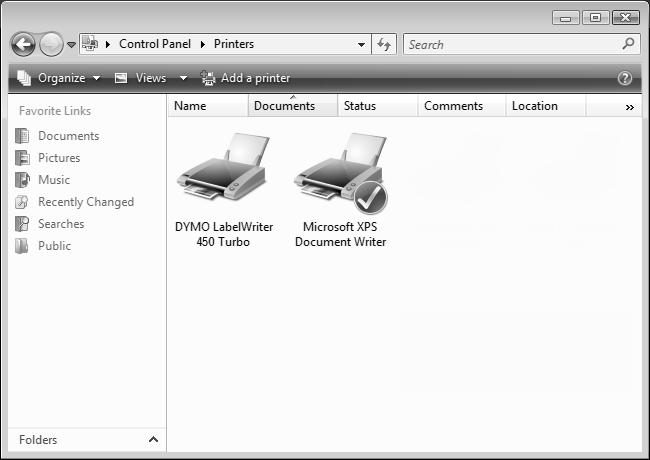 Printing to a Shared Printer from Windows To share the printer (Windows Vista) 1 Choose Control Panel from the Start menu. 2 In Control Panel, double-click Printers.
