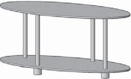 Figure 10-17. Using the RRYPTH command to create the cylindrical feet and supports for an oval table. The bottom shelf is created as an extruded ellipse.