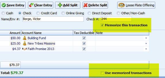 Memorize speciﬁc donor transactions With the memorized transactions tool you can have Servant Keeper memorize a specific transaction for a specific donor and use