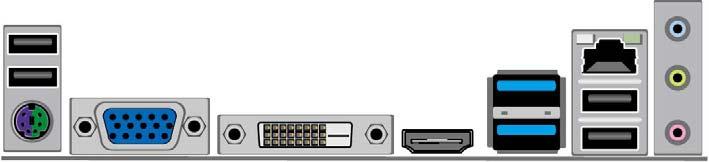 0 Ports RJ-45 LAN Port Line-IN Line-OUT MIC-IN PS/2 KB/MS Combo Port HDMI Port USB 2.