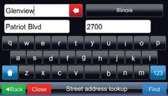 7 Find and Go to a Location 7.1 Find a Street Address To find a street address, press the Hot Button on the top of the M-Nav 750 to display the Main Menu. Touch Nav to display the map.