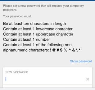 Enter a new password that meets the listed