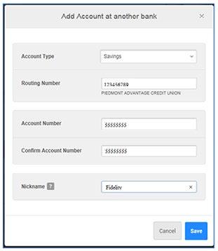 OR - Navigate to Settings, Accounts tab and select Connect External Account External transfer account. 3.