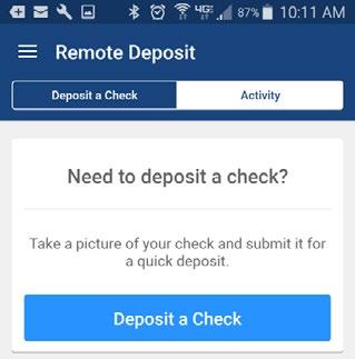 Mobile Check Deposit Step 2: Select