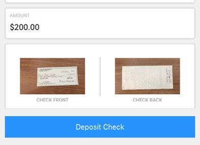Tap Deposit Check to complete deposit. 3.