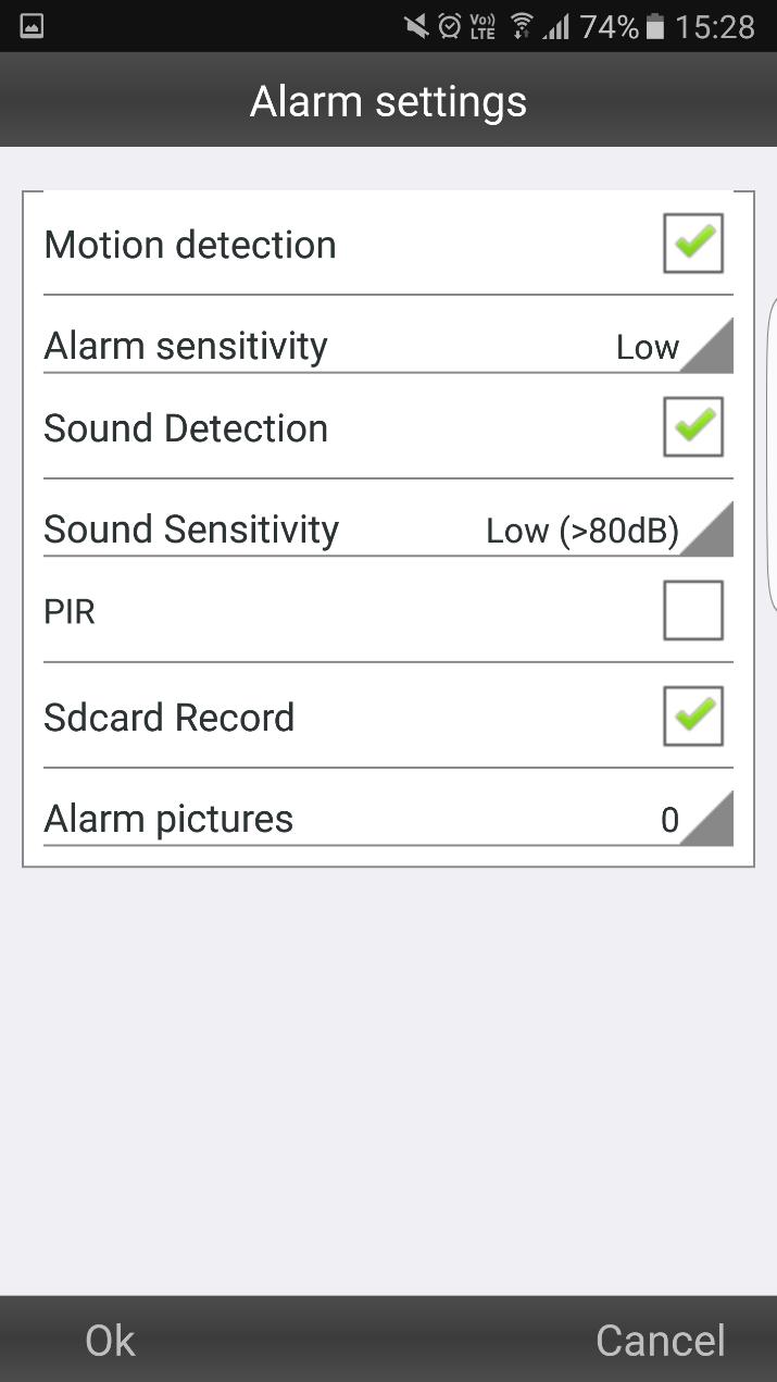 Android Application Ensure this is enabled for the MIP12 to detect motion. The sensitivity will change the range of motion that is detected. Ensure this is enabled for the MIP12 to detect audio.