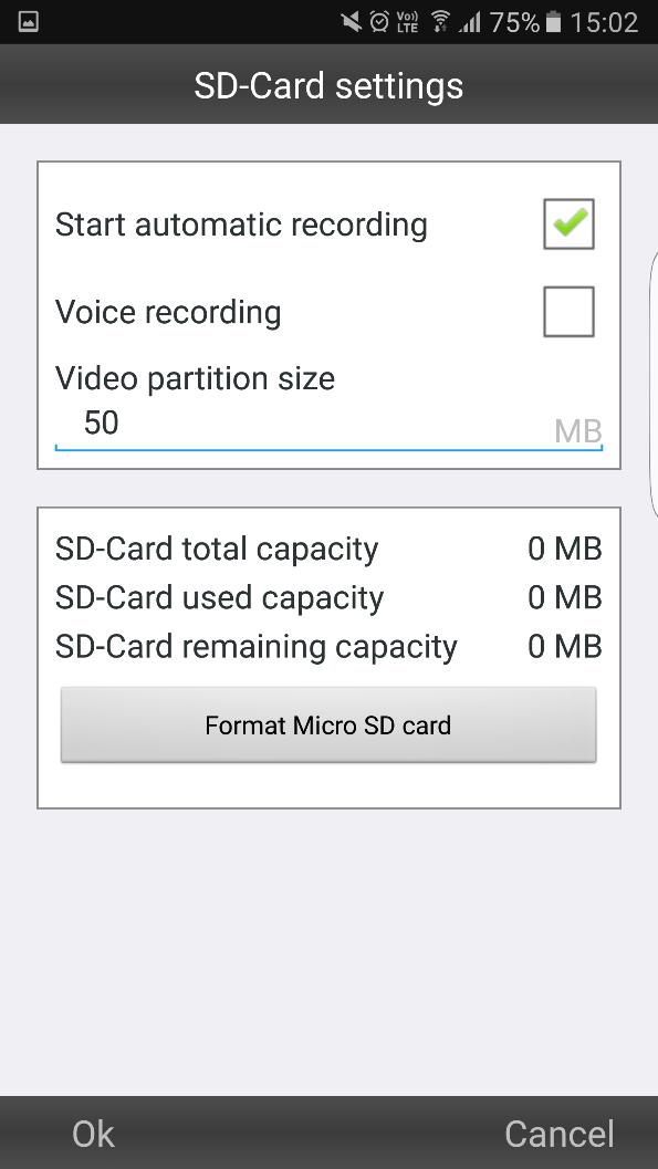 ios Application Android Application Before you change any of the settings for the SD card it is advised that you
