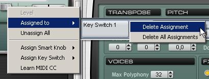 To assign a parameter to a Smart knob: 1 Right-click (Windows or Mac) or Control-click (Mac) a control. 2 Select the desired Smart knob from the Assign Smart Knob pop-up menu.