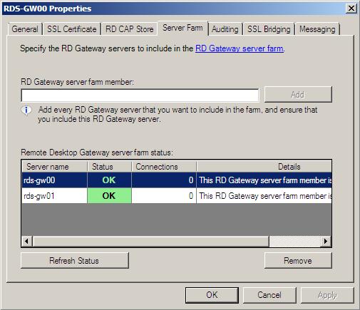 Figure 3: Configuring the Server Farm properties For more information on configuring the Gateway Server role, see the Microsoft documentation.