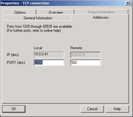 Putting a function block into operation 3.4 Configuring the communications connection 9. Change to the "Addresses" tab. The following dialog is displayed.
