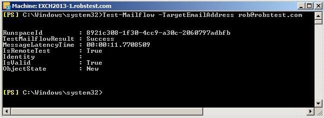 Testing & Verification Test-Mailflow -TargetEmailAddress rob@robstest.