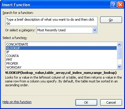 Once a function has been selected, another dialog box appears walking you through each argument of the function.
