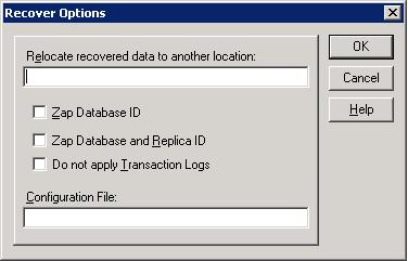 Data Restore and Recovery Figure 7 Recover Options dialog box in NetWorker User for Lotus 9. In the Recover Options dialog box, specify the required options: a.