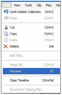 C. Rename a Collection 1. Switch the left frame/pane to Collections pane and click the collection you want to rename. 2. Click the Edit menu and select Rename.. Type a new name. D.