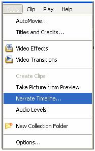 Adding Narration (Voiceover) 1. Click View and select Timeline. 1 2.