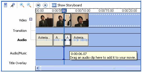 6. Drag the audio clip where the picture would appear down to the Audio/Music Track.