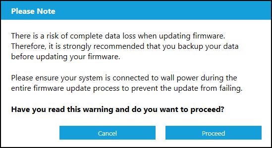 Tools When you click the Update SSD Firmware button, a confirmation dialog box appears.