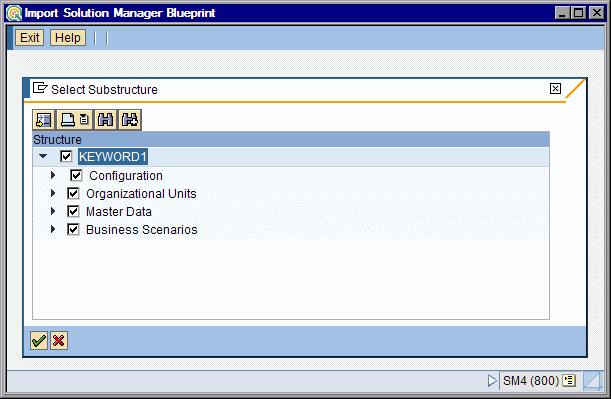Chapter 2 Synchronizing Requirements and Blueprints The SAP Select Substructure dialog box opens, displaying the blueprint structure.