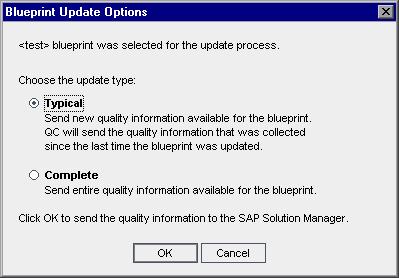 Chapter 2 Synchronizing Requirements and Blueprints The Update Solution Manager dialog box displays the business blueprints previously exported to ALM.