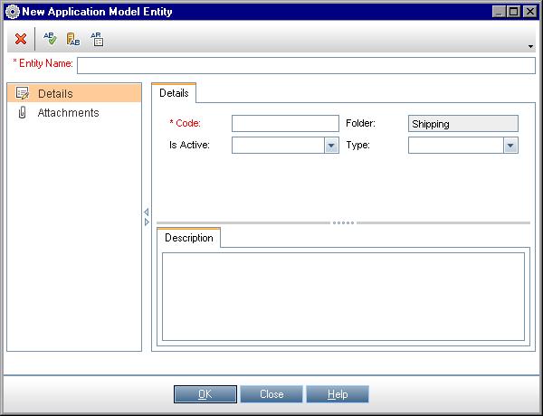 Chapter 4 Working with the Application Model Module To add an application entity: 1 In the application model tree, select a folder and click the New Entity button, or select Application Entities >
