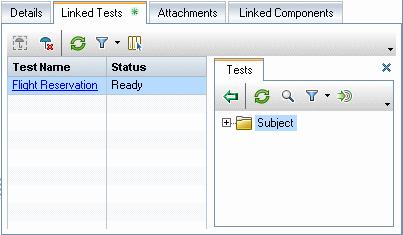For information on the columns in the Linked Tests tab, see the HP Application Lifecycle Management User Guide.
