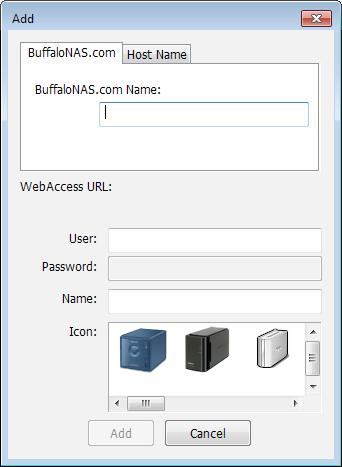 New When registering the LinkStation or TeraStation, right-clicking the WebAccess screen opens a drop-down menu. Click [New] to display the screen below. Name BuffaloNAS. com Host Name BuffaloNAS.