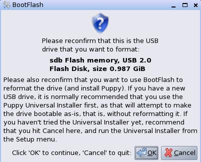Installing Puppy on USB Flash Disk - 4 Select the USB Flash Disk