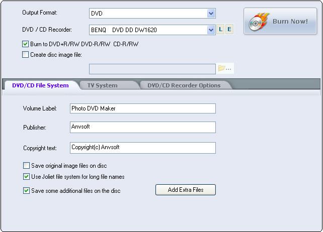 Photo DVD Maker User Manual 58 5.1.1 DVD File System tab 1.