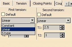 Creating a Blend (3/3) Use the following steps to change the tension values in the blend to modify its shape 8. Specify tension at the blend surface limits.