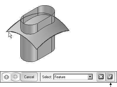Creating and Editing Curves Select the surface as shown, and